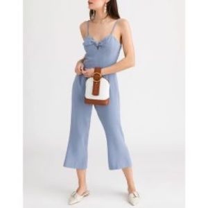 Blue ribbon-tie Juno jumpsuit